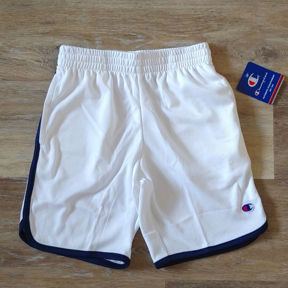 NWT Champion Boys White/Navy Athletic Mesh Shorts Size S